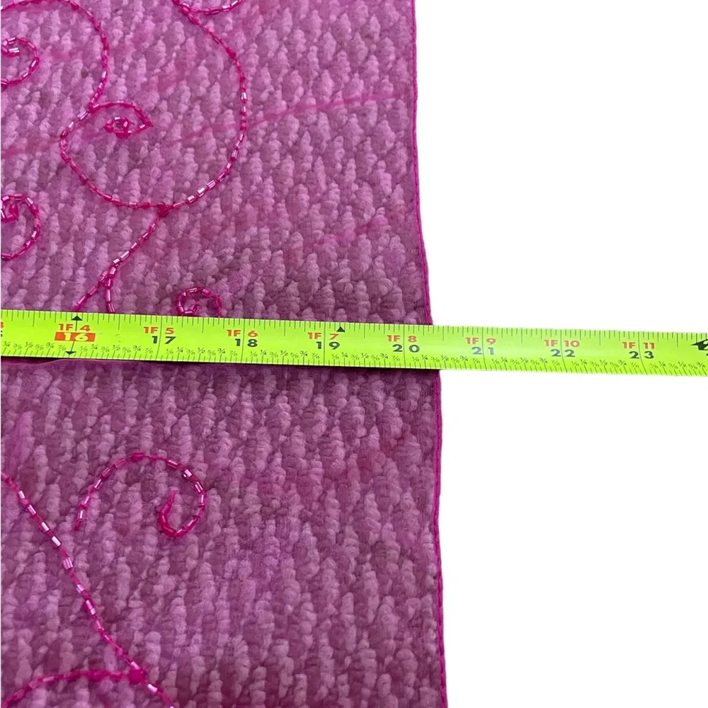 Vintage Collection XIIX Beautiful Mesh Sheer Bright Pink Beaded Scarf